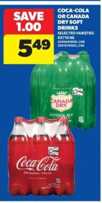 COCA-COLA or CANADA DRY SOFT DRINKS
