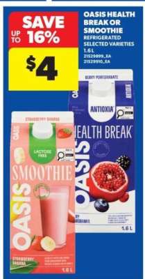 Oasis Health Break or Smoothie