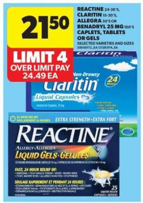 Reactine, Claritin, Allegra, Benadryl