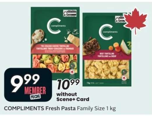 COMPLIMENTS Fresh Pasta Family Size 1 kg
