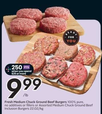 Fresh Medium Chuck Ground Beef Burgers