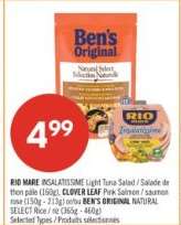 RIO MARE INSALATISSIME Light Tuna Salad / CLOVER LEAF Pink Salmon / BEN'S ORIGINAL NATURAL SELECT Rice