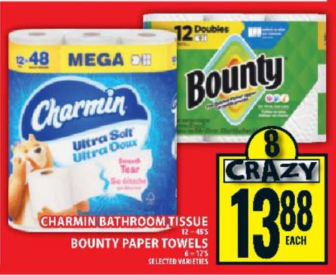 Charmin Bathroom Tissue / Bounty Paper Towels