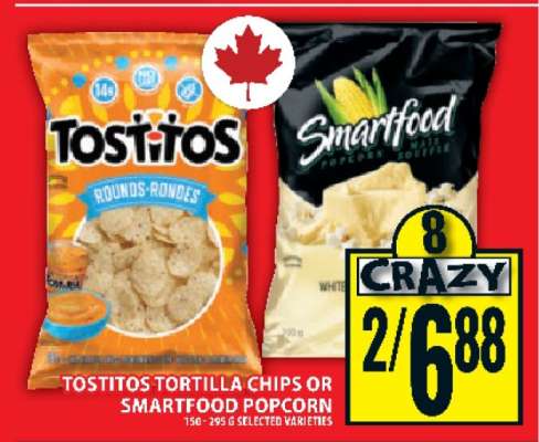 Tostitos Tortilla Chips or Smartfood Popcorn