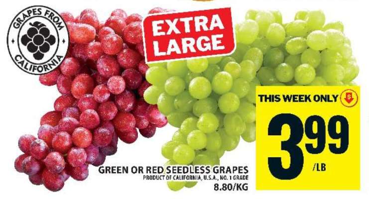 GREEN or RED SEEDLESS GRAPES
