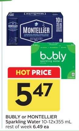 bubly or MONTELLIER Sparkling Water