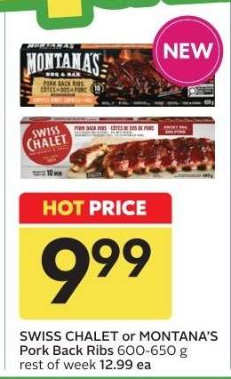 SWISS CHALET or MONTANA'S PORK BACK RIBS, 600/650 g