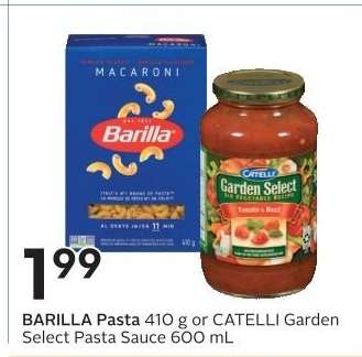 BARILLA Pasta 410 g or CATELLI Garden Select Pasta Sauce 600 mL
