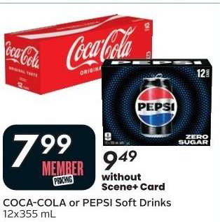 COCA-COLA or PEPSI SOFT DRINKS