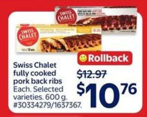 Swiss Chalet fully cooked pork back ribs