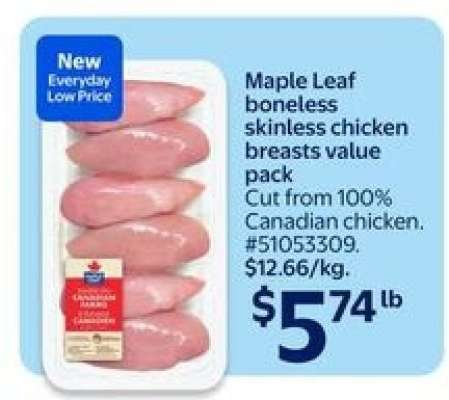 Maple Leaf Boneless Skinless Chicken Breasts Value Pack