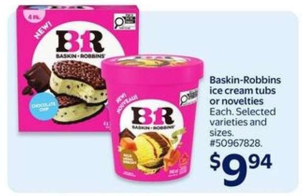 Baskin-Robbins ice cream tubs or novelties