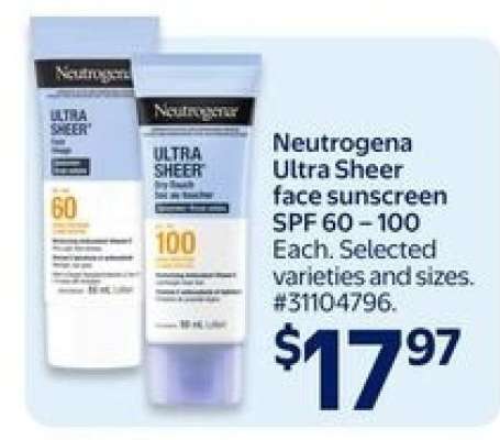 Neutrogena Ultra Sheer Face Sunscreen SPF 60-100