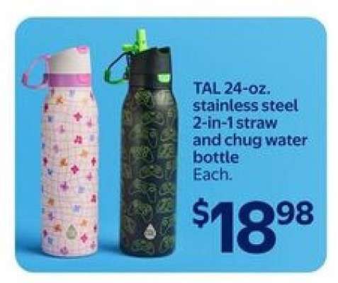 TAL 24-oz. stainless steel 2-in-1 straw and chug water bottle