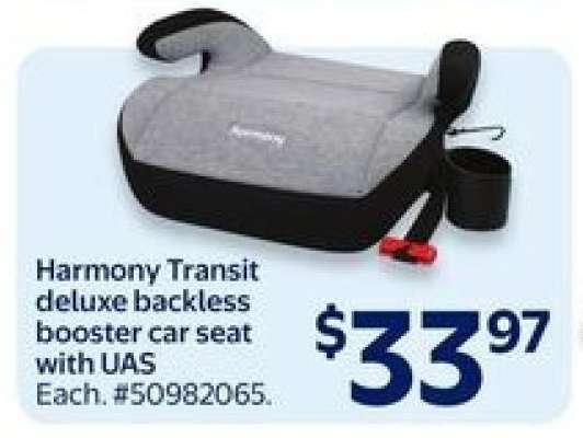Harmony Transit deluxe backless booster car seat with UAS