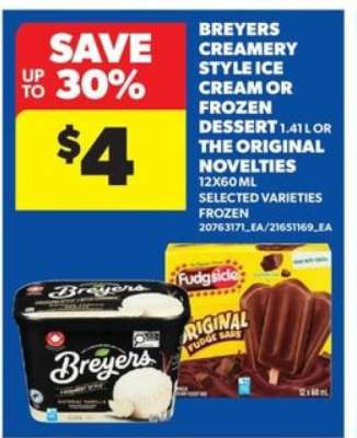 BREYERS CREAMERY STYLE ICE CREAM OR FROZEN DESSERT