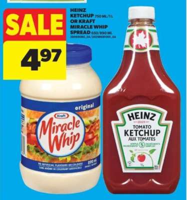Heinz Ketchup or Kraft Miracle Whip