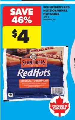 SCHNEIDERS RED HOTS ORIGINAL HOT DOGS