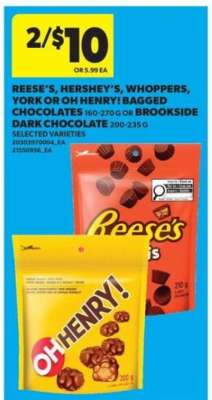 Reese's, Hershey's, Whoppers, York or Oh Henry! Bagged Chocolates