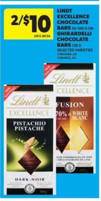 Lindt Excellence Chocolate Bars or Ghirardelli Chocolate Bars