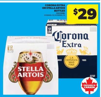 Corona Extra or Stella Artois Bottles