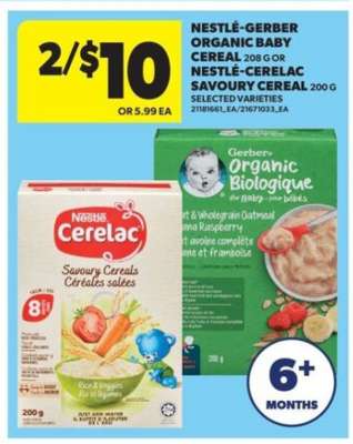 Nestlé-Gerber Organic Baby Cereal or Nestlé-Cerelac Savoury Cereal