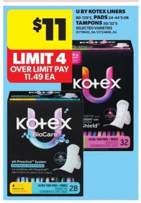 U by Kotex Liners, Pads, or Tampons