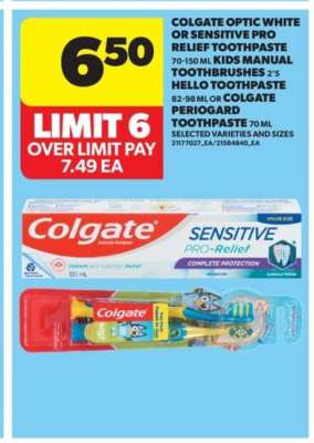 COLGATE Toothpaste or Toothbrushes