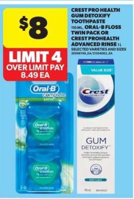 Crest Pro Health Gum Detoxify Toothpaste, Oral-B Floss Twin Pack, or Crest ProHealth Advanced Rinse