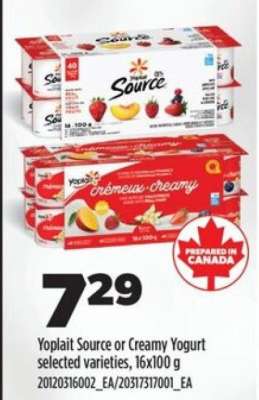 Yoplait Source or Creamy Yogurt