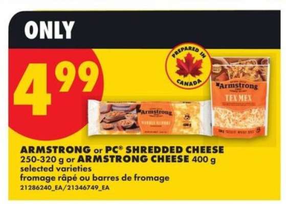 Armstrong or PC Shredded Cheese