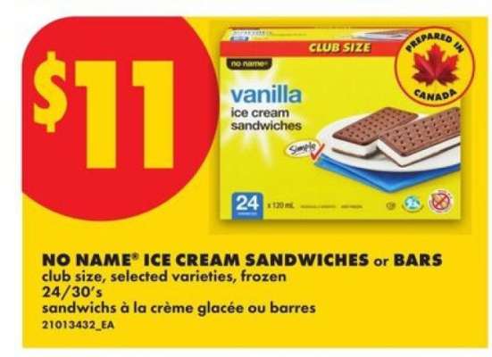 NO NAME ICE CREAM SANDWICHES OR BARS