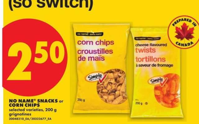 NO NAME SNACKS or CORN CHIPS