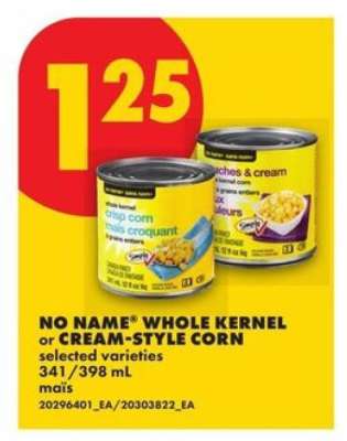 NO NAME® WHOLE KERNEL or CREAM-STYLE CORN