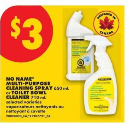 NO NAME MULTI-PURPOSE CLEANING SPRAY or TOILET BOWL CLEANER