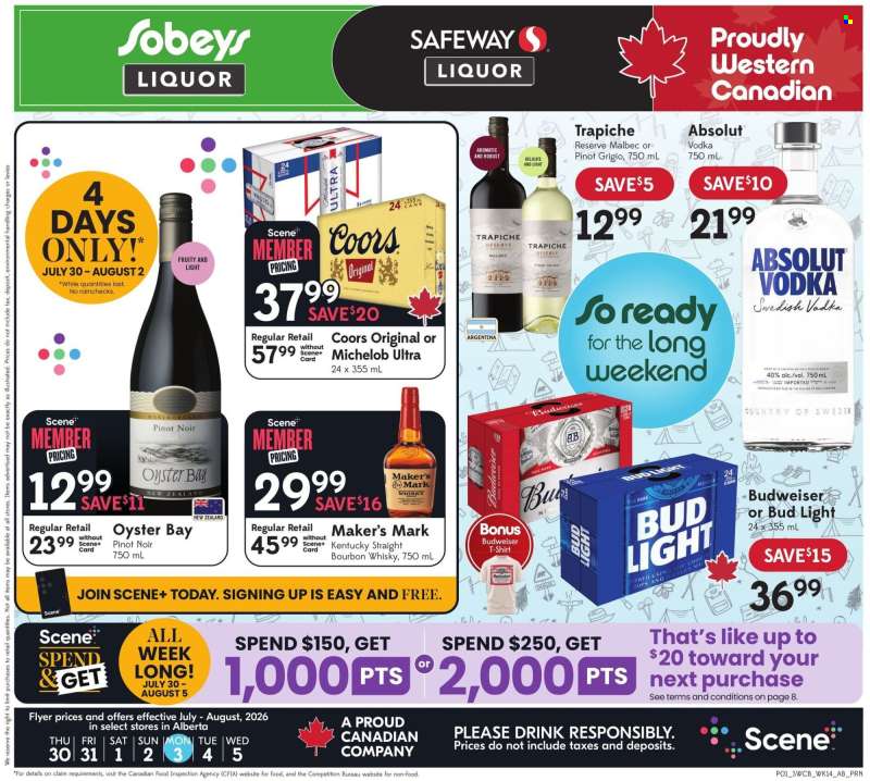 Sobeys Liquor Flyer - July 30, 2026 - August 05, 2026.