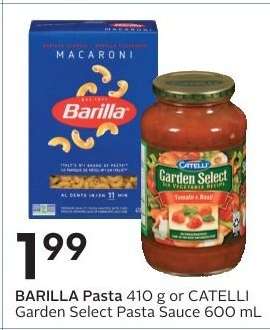 Barilla Pasta or Catelli Garden Select Pasta Sauce