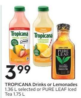 TROPICANA DRINKS OR LEMONADES