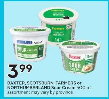 Baxter, Scotsburn, Farmers or Northumberland Sour Cream