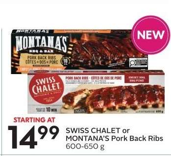 SWISS CHALET or MONTANA'S Pork Back Ribs