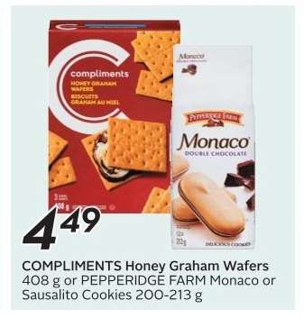 COMPLIMENTS Honey Graham Wafers or PEPPERIDGE FARM Cookies