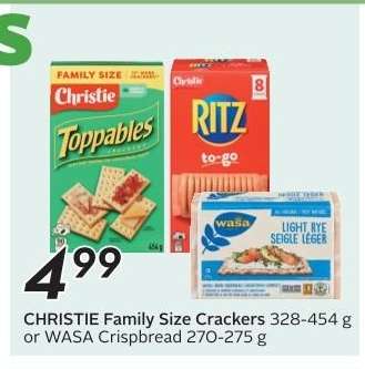 CHRISTIE Family Size Crackers or WASA Crispbread
