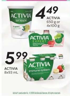 ACTIVIA 650 g or 4x100 g