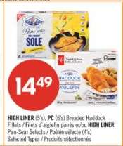 HIGH LINER (5's), PC (6's) Breaded Haddock Fillets