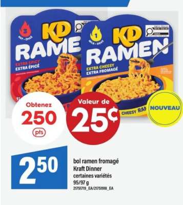 bol ramen fromagé Kraft Dinner