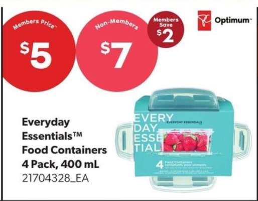 Everyday Essentials™ Food Containers 4 Pack, 400 mL