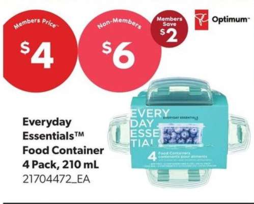 Everyday Essentials™ Food Container 4 Pack, 210 mL