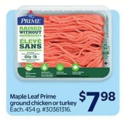 Maple Leaf Prime Ground Chicken or Turkey