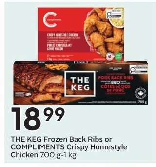THE KEG Frozen Back Ribs or COMPLIMENTS Crispy Homestyle Chicken