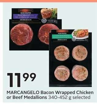 MARCANGELO Bacon Wrapped Chicken or Beef Medallions